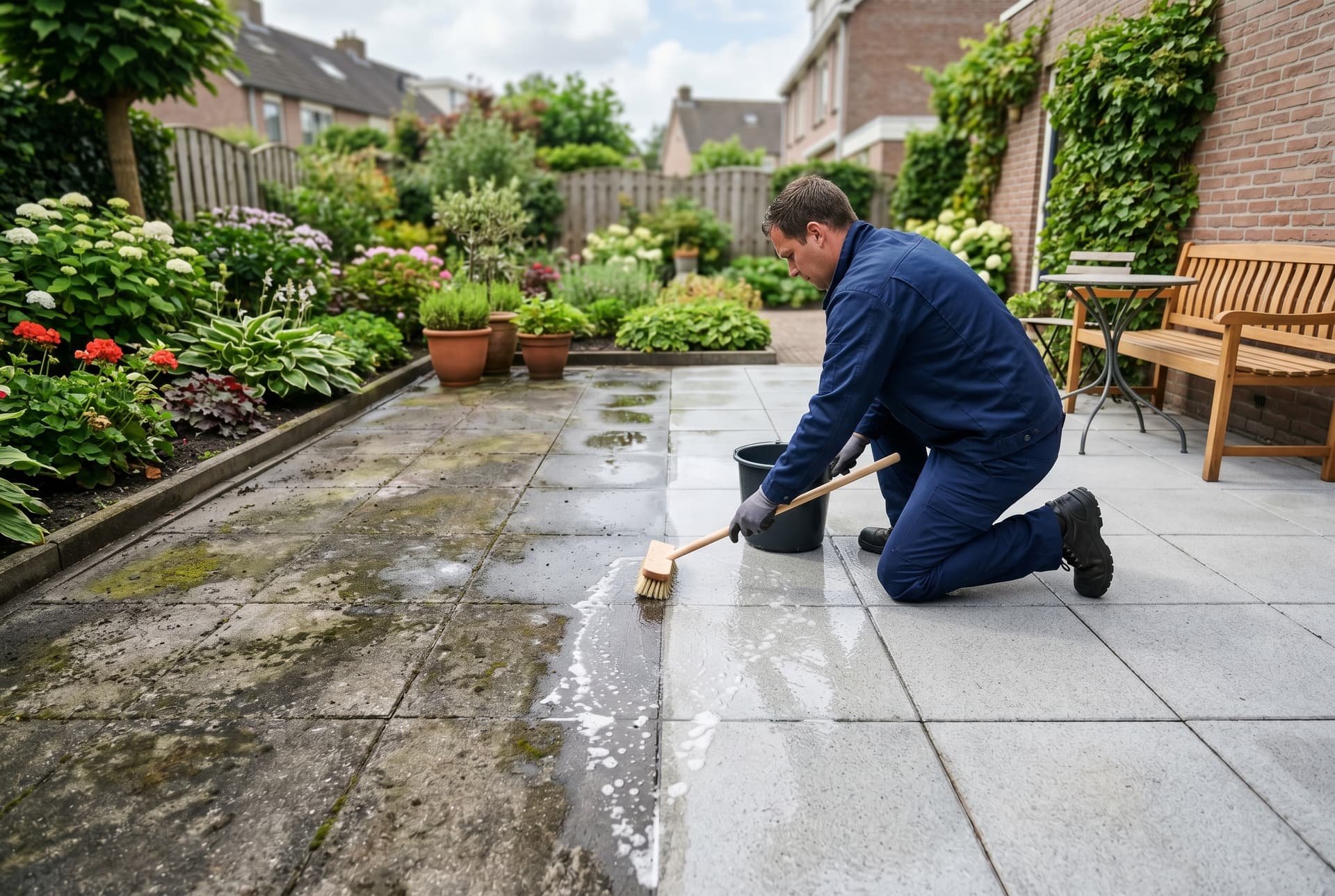 Terrasreiniging met softwash in Noord-Holland